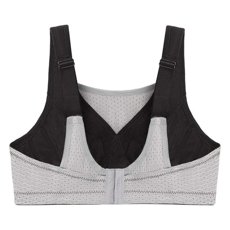 Glamorise Full Figure Plus Size Custom Control Sports Bra Wirefree #1166 Black/Grey - Image 4